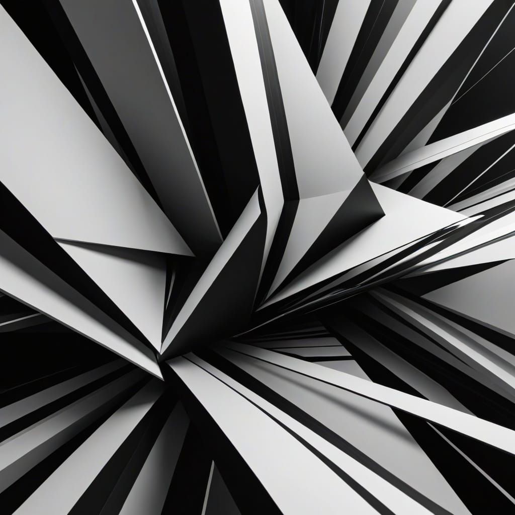 Dynamic Black and White Geometric Abstraction Masterpiece