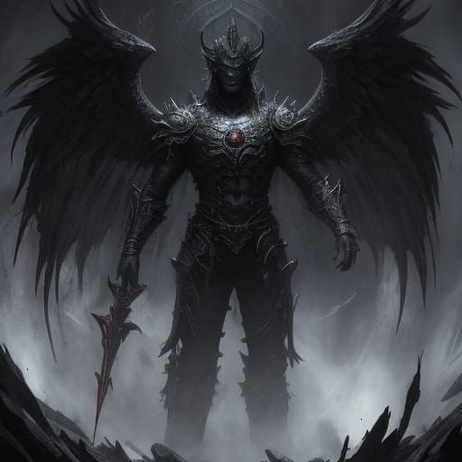 Cosmic Horror: Spectral Fallen Angel with Red Aura