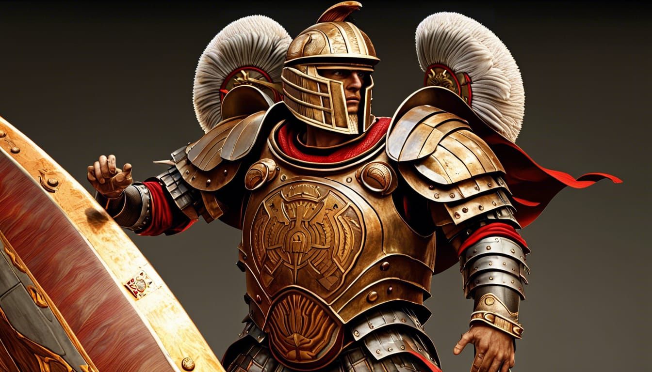 Futuristic Roman Centurion Surfing to Earth