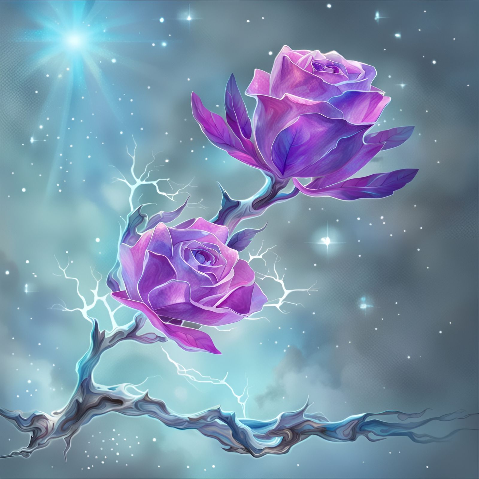 Crystal Rose in Space: Hyperrealistic Digital Art
