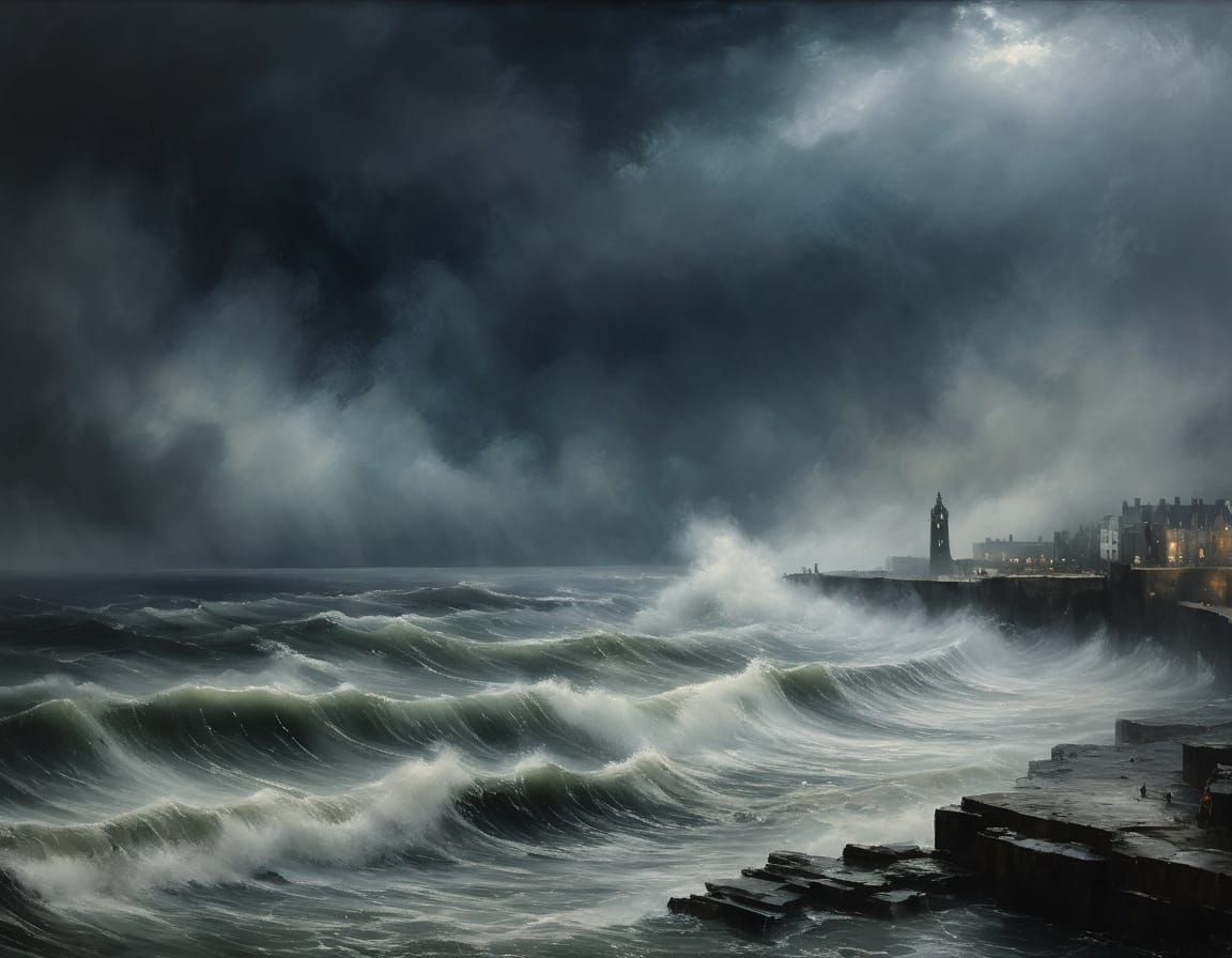 Margate Town under Turbulent Stormy Skies