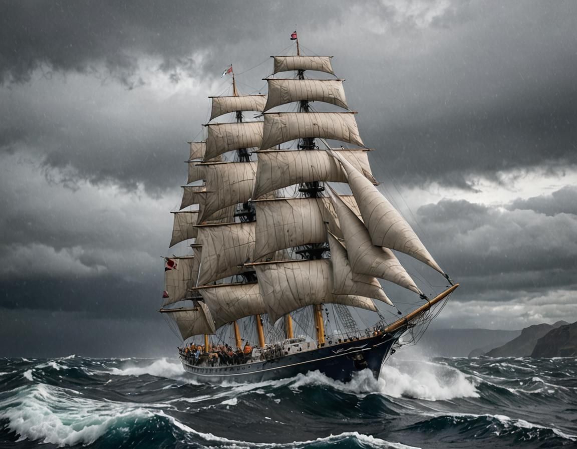 English Clipper Ship Sailing at Cape Horn