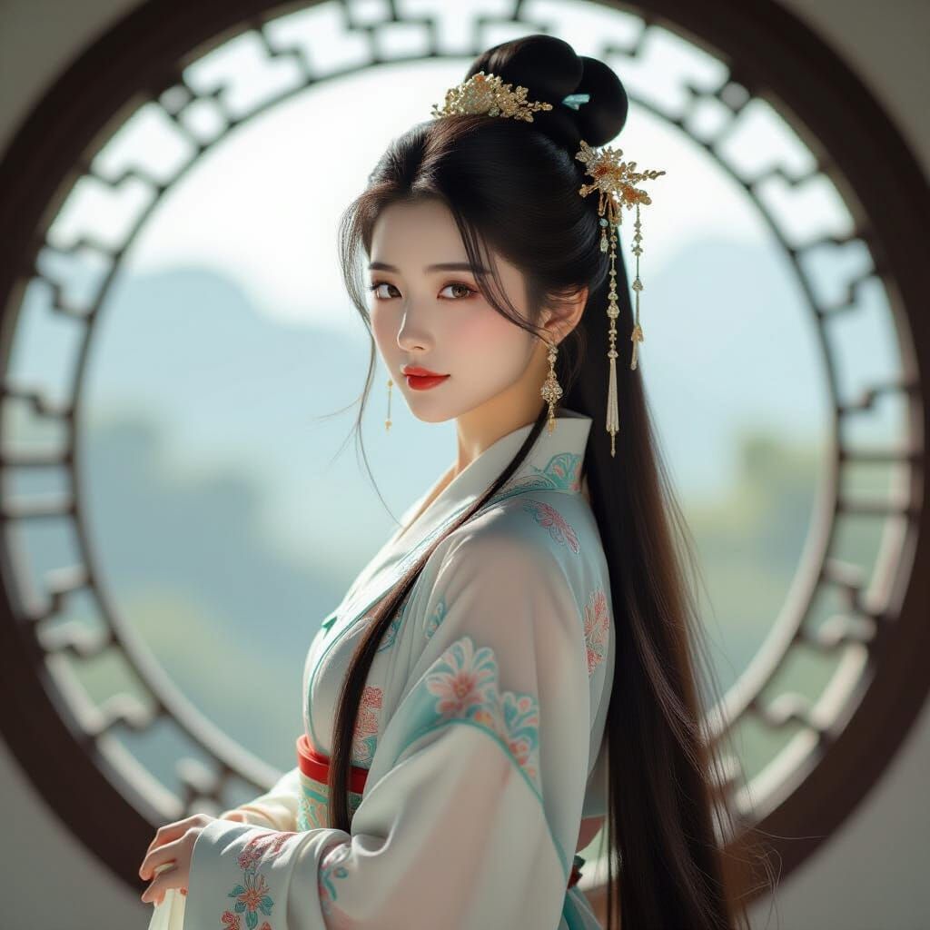 Chinese Idol in Hanfu: Photorealistic Portrait
