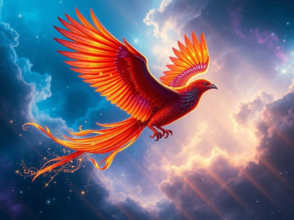 Majestic Phoenix in Cosmic Digital Art