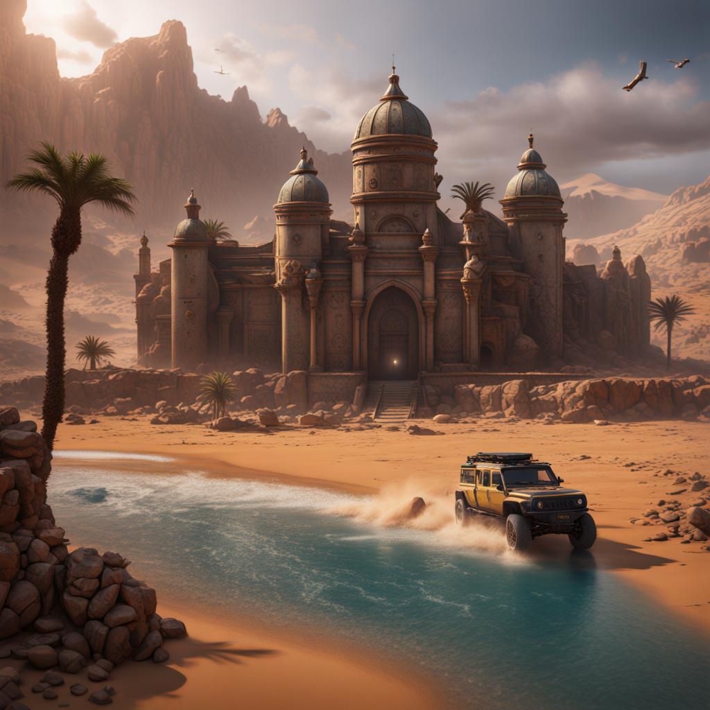 Fantastical Detailed Painting of Dakar in Deep Color