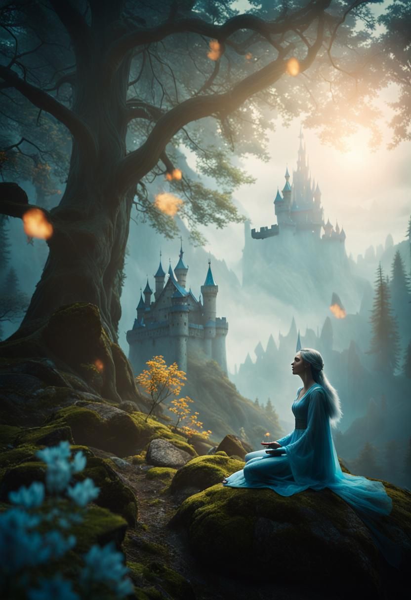 Elden Ring Woman Meditating in Skyrim Forest