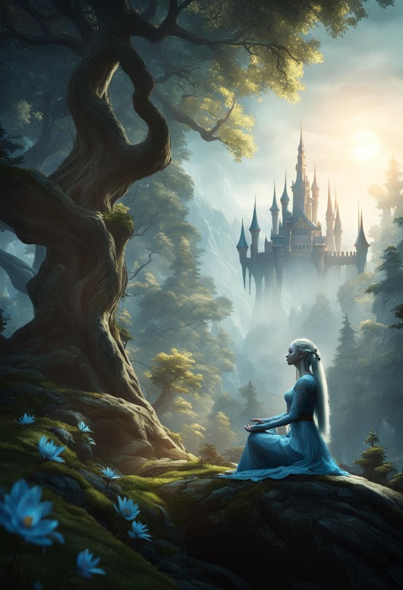 Elden Ring Woman Meditating in Skyrim Forest