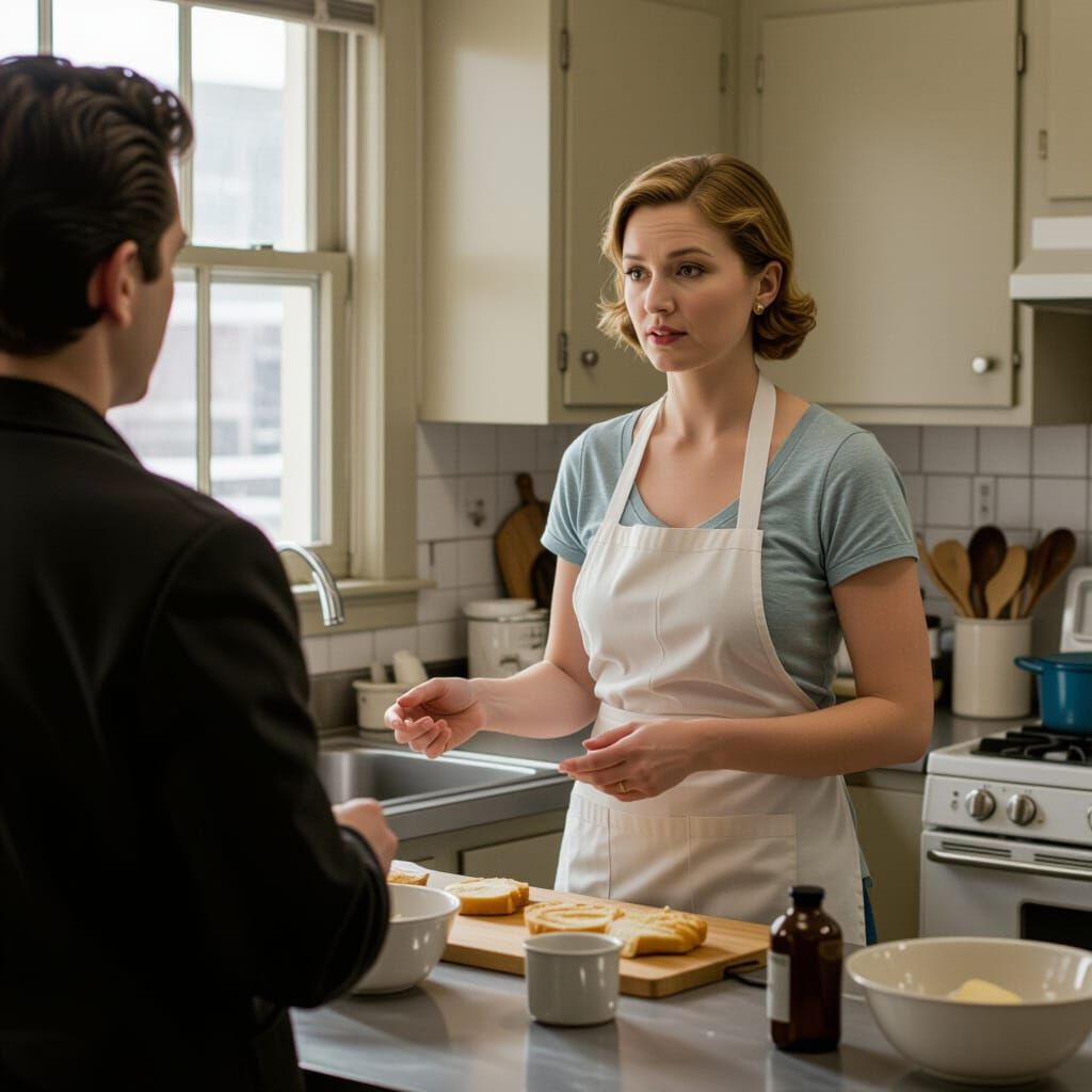 Everyday Realism: Woman in Kitchen Scene
