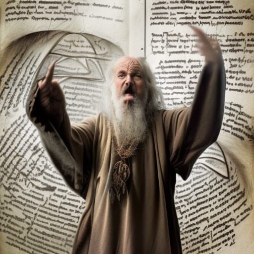 Druidic Wizard Casting Spell with Ancient Runes