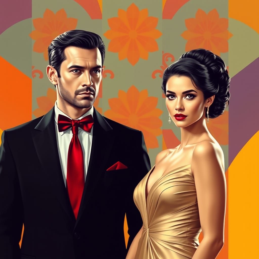 Elegant Wife with Jealous Husband in Bauhaus Style