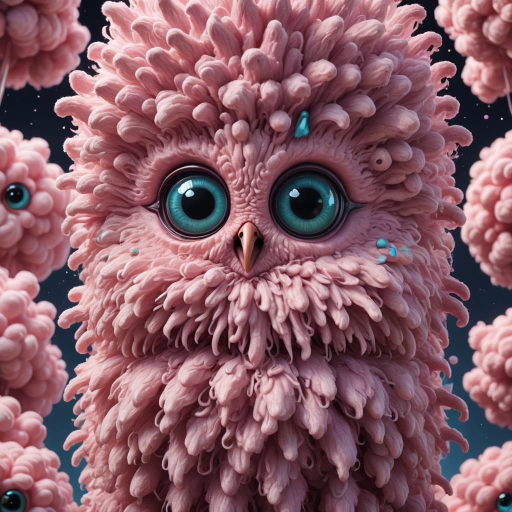 Fluffy Alien Creature with Piercing Eyes