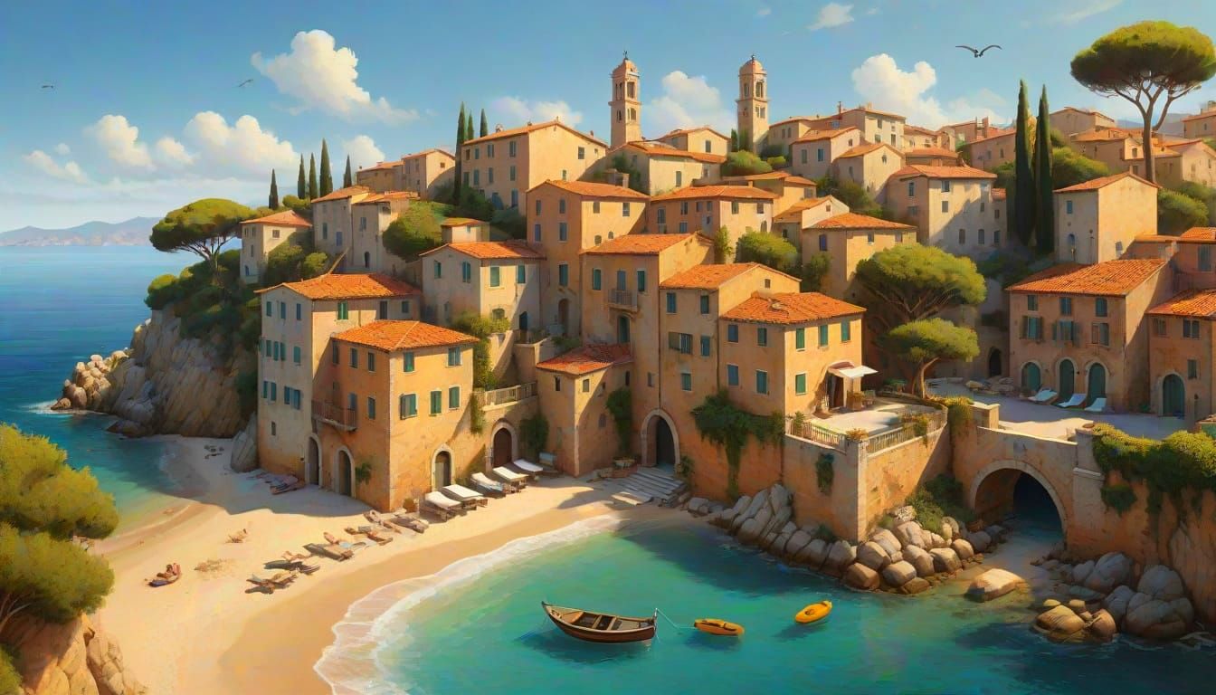 Italian Seaside Village in Renaissance Style