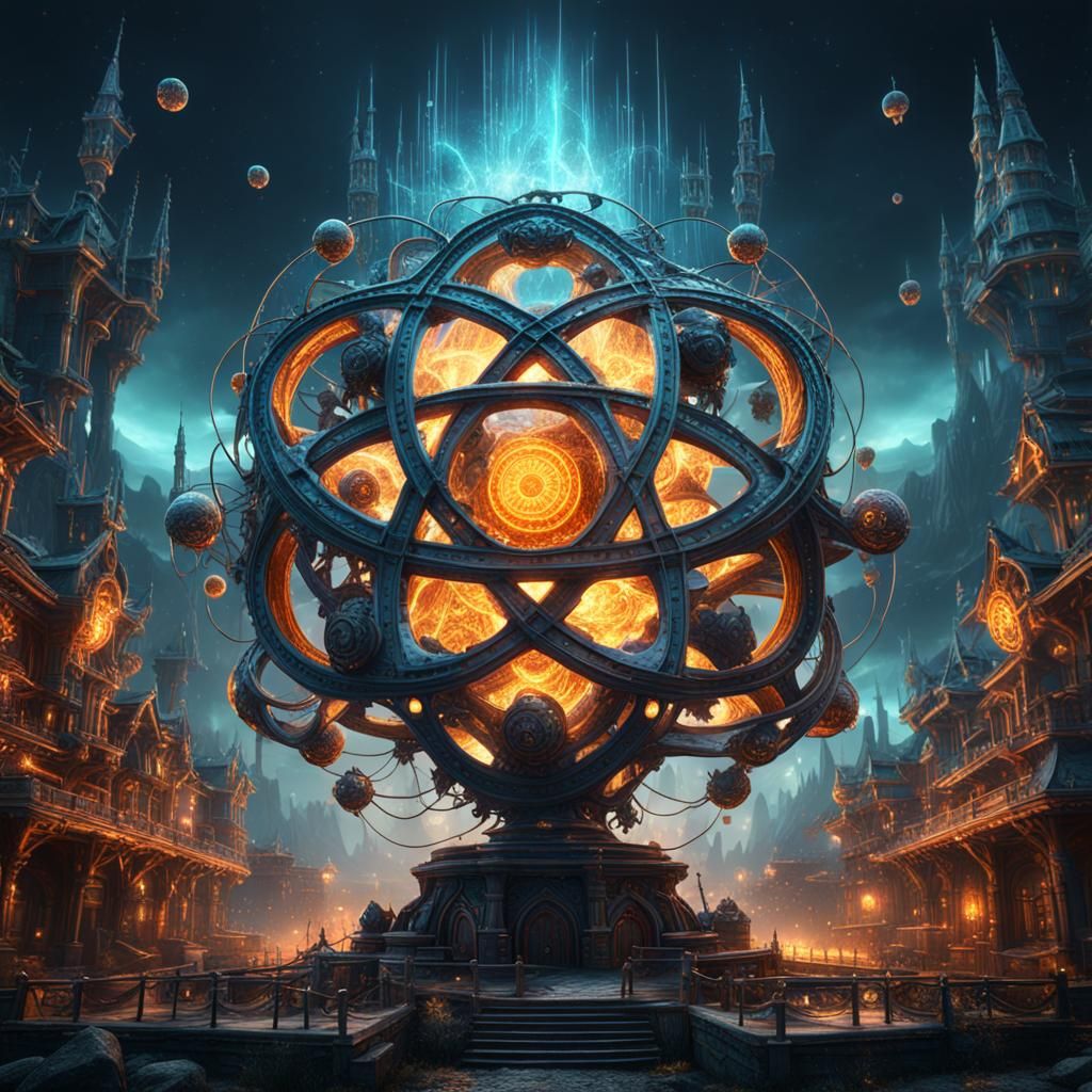 Detailed Matte Painting of an Atom