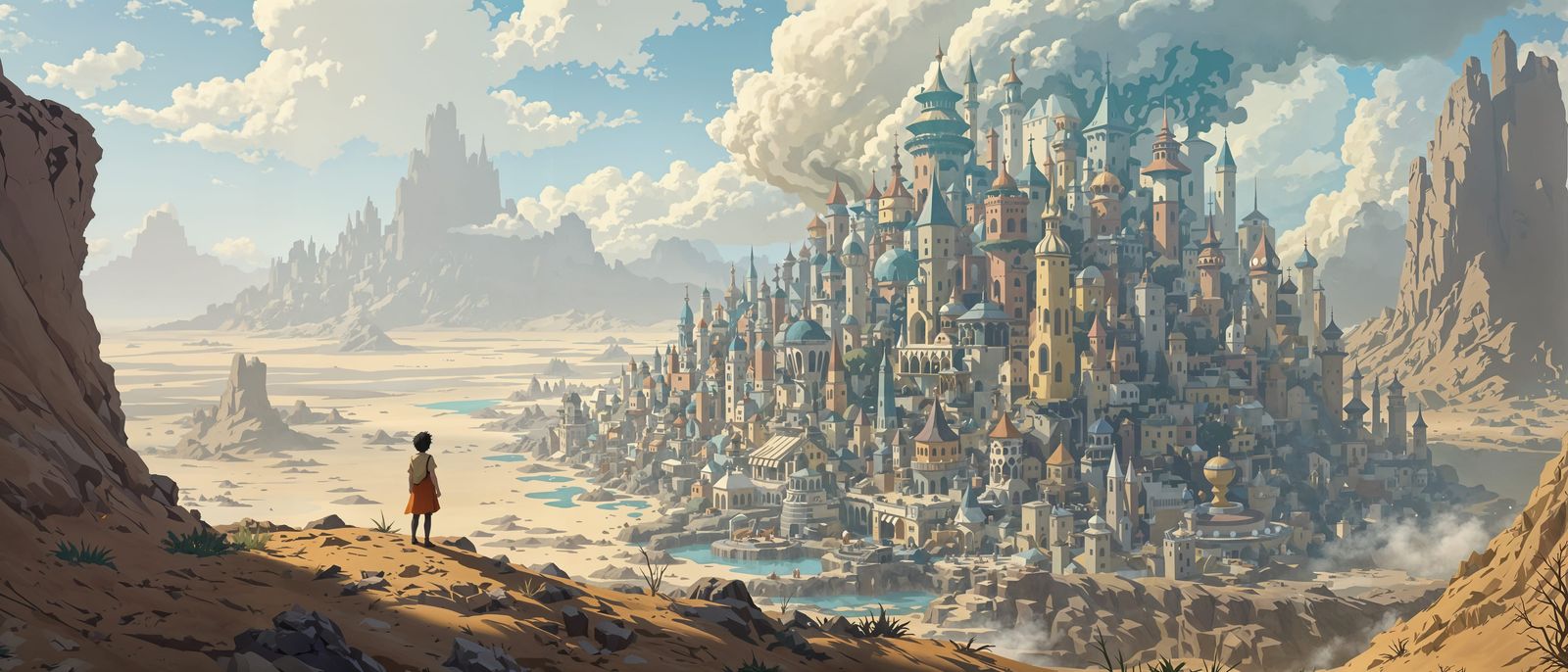 Surreal Cityscape Unfolds with Music in Vibrant Colors