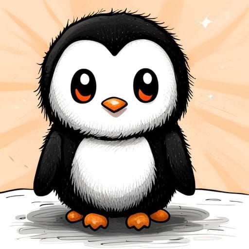 Cute Chibi Penguin Storybook Illustration