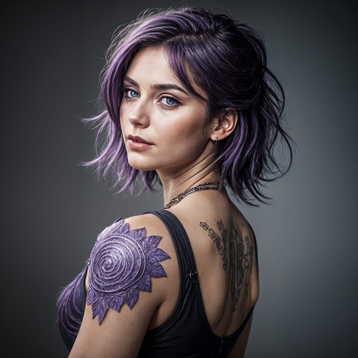 Intense Portrait of Piercing Purple Eyes