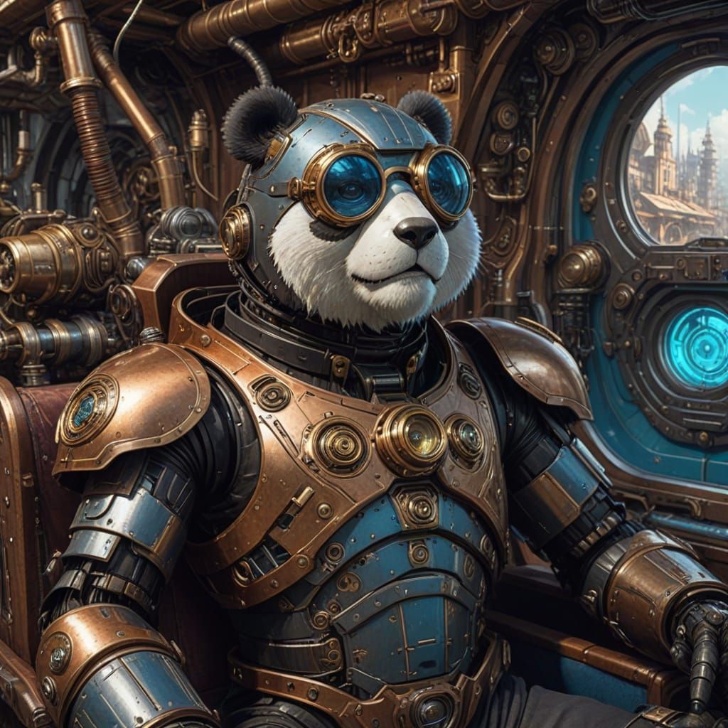 Cuddly Steampunk Panda Robot Soars Through Space