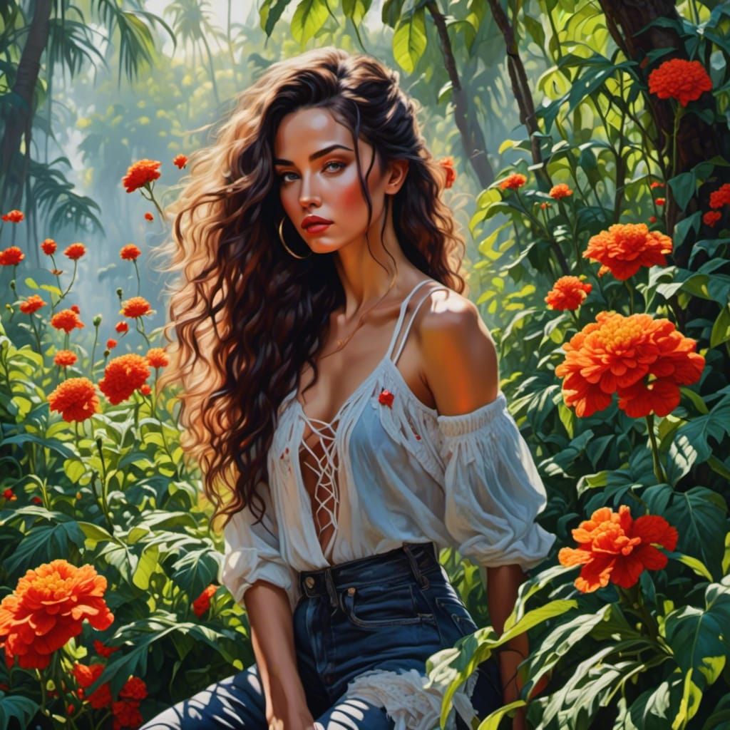 Brunette on Miami Beach at Sunset: Vaporwave Art