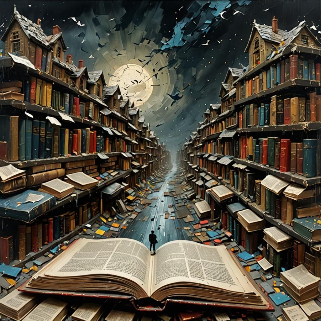 Magical Path to Another World in Impasto Style