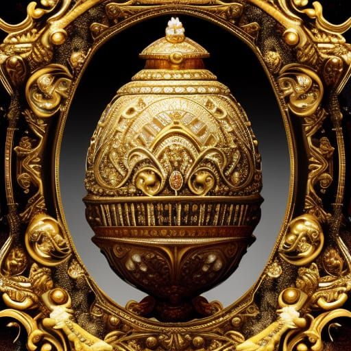 Ornate Jeweled Faberge Egg in Gold Style