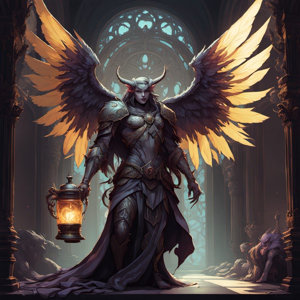 Dark Demon Tenderly Cares for Injured Angel in Haunting Room