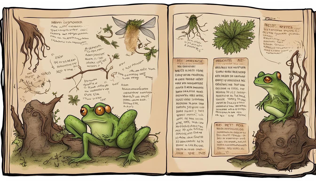 Witch's Journal Page with Fairy and Mandrake