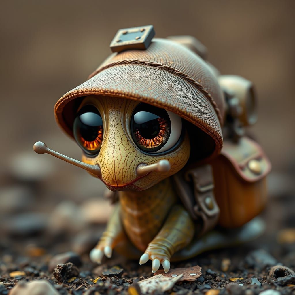 Curious Snail Explorer with Cartoon Eyes