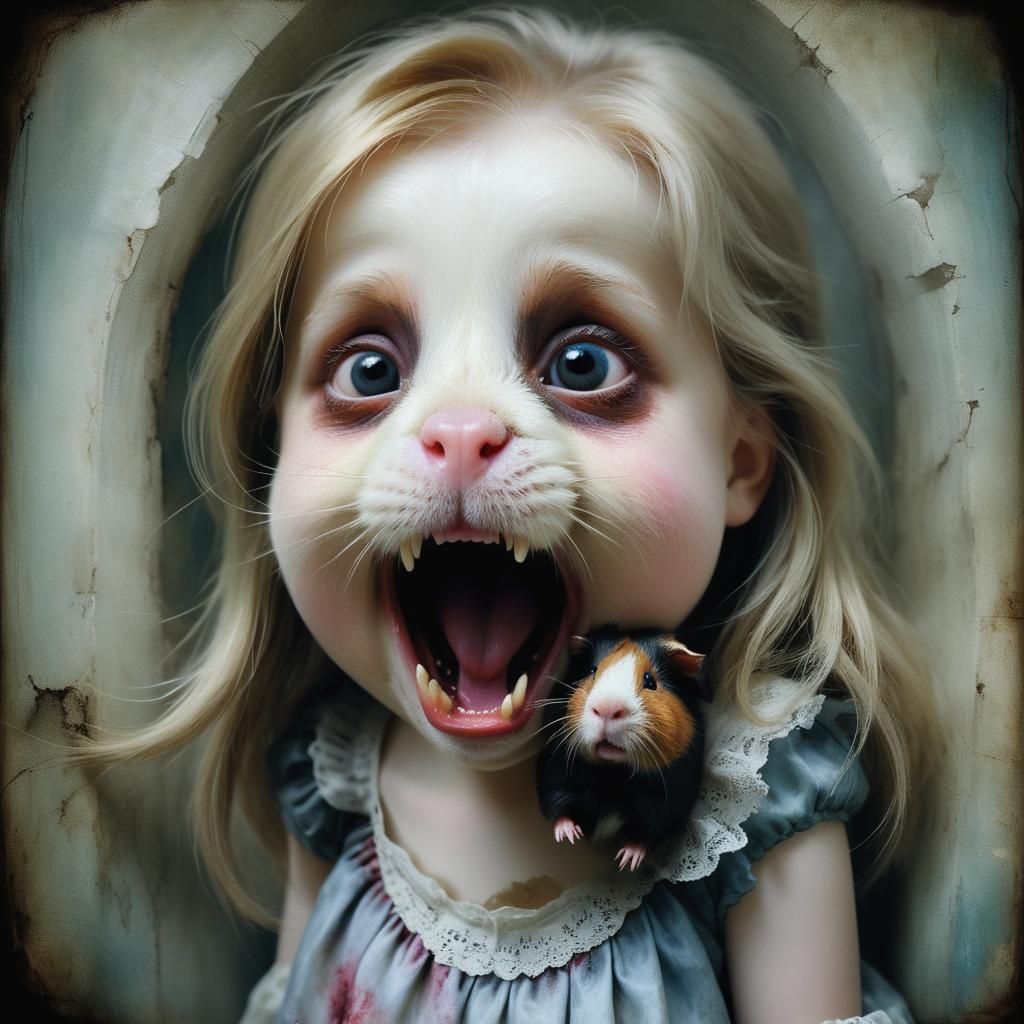 Eerie Guinea Pig Portrait in Surreal Setting