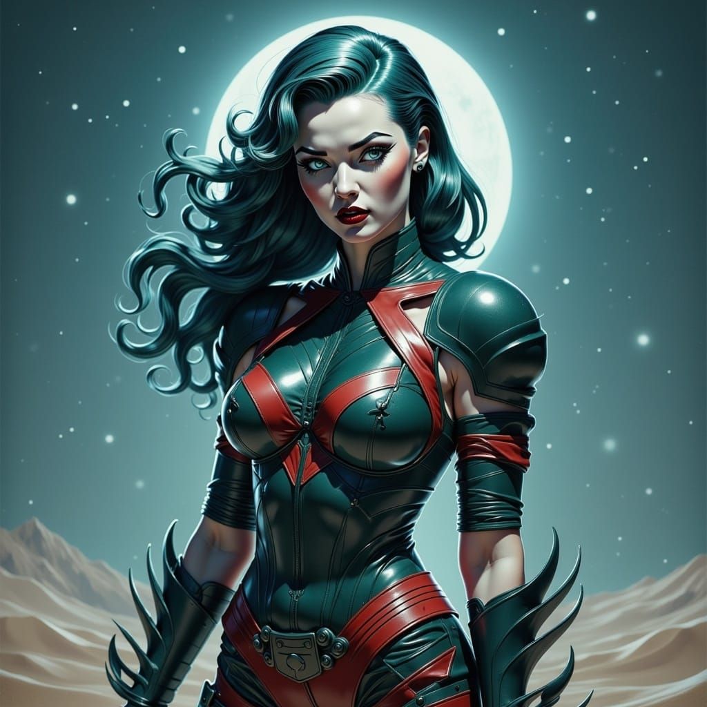 Mysterious Scorpion Knight in Moonlit Desert