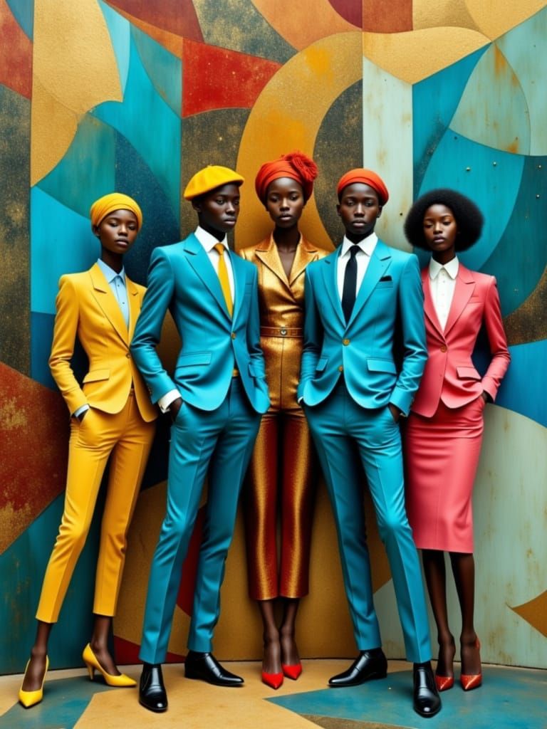 Abstract Blue Atmosphere with Gold Sparkle, Klee Style