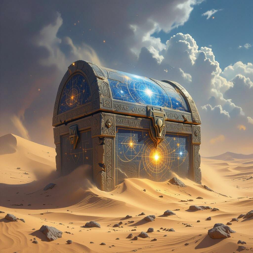 Colossal Stone Chest in Desert Concept Art