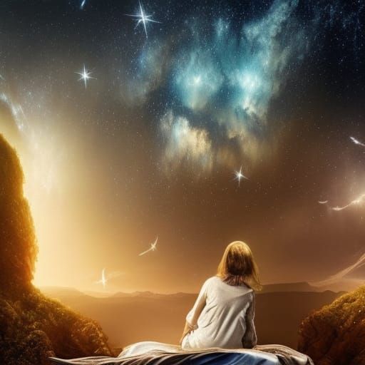 Bed Under Starry Sky: Digital Matte Painting