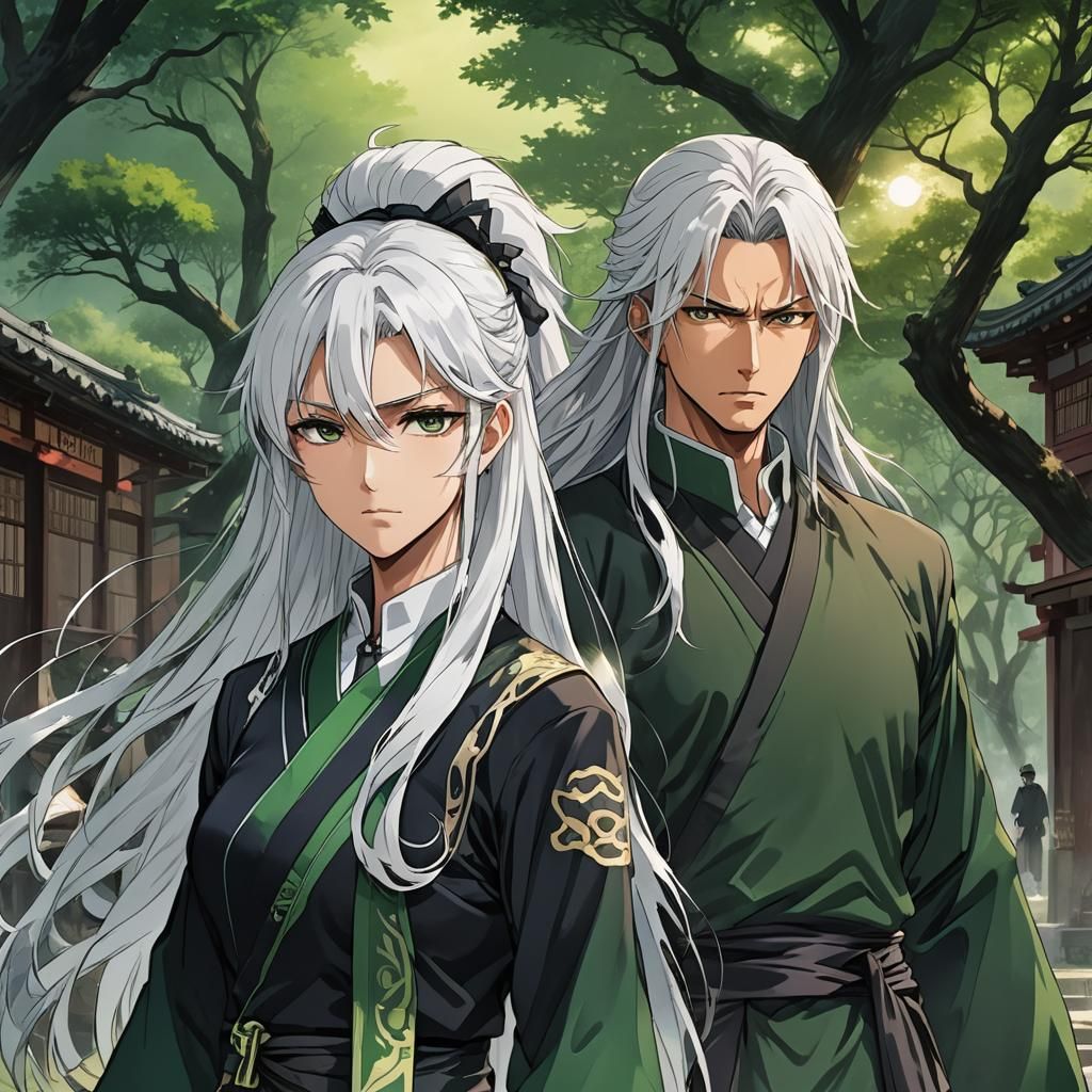 Anime Wuxia Master Intensely Gazing at Schoolgirl