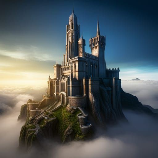 Futuristic Elven City in Clouds: Fantasy Concept Art