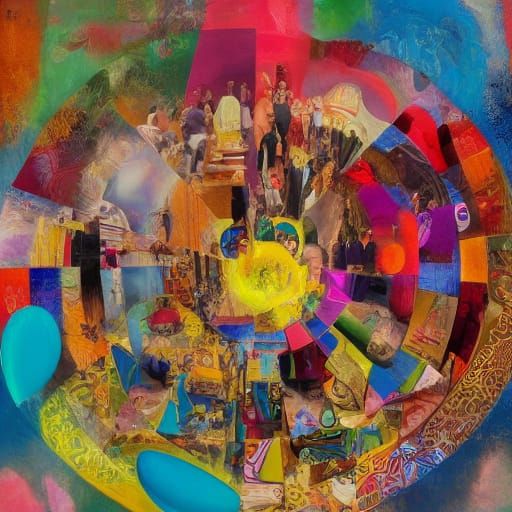 Surreal People in Dreamlike Mixed Media Collage