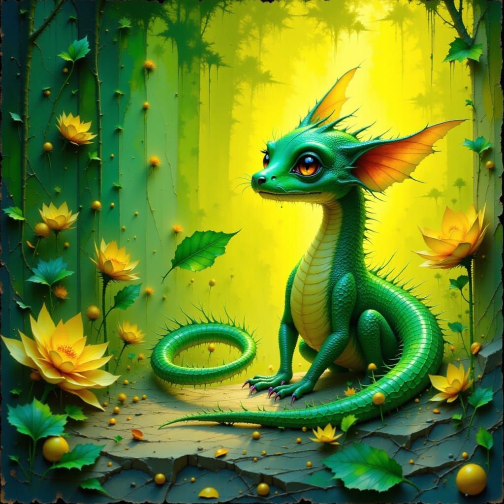 Dragon and Lemon: Whimsical Digital Painting