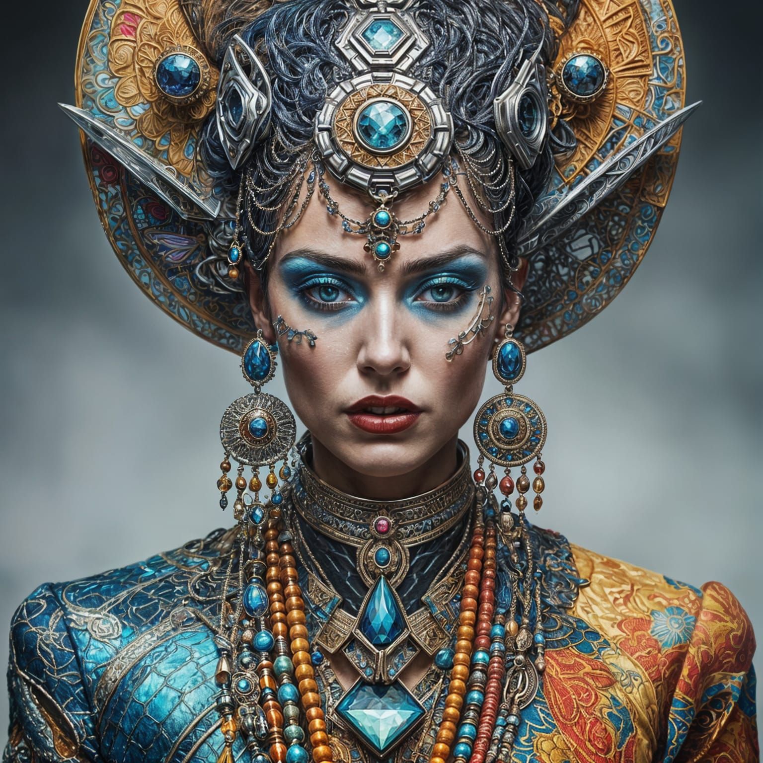 Woman in Cyberpunk Fashion: Hyperrealistic Portrait