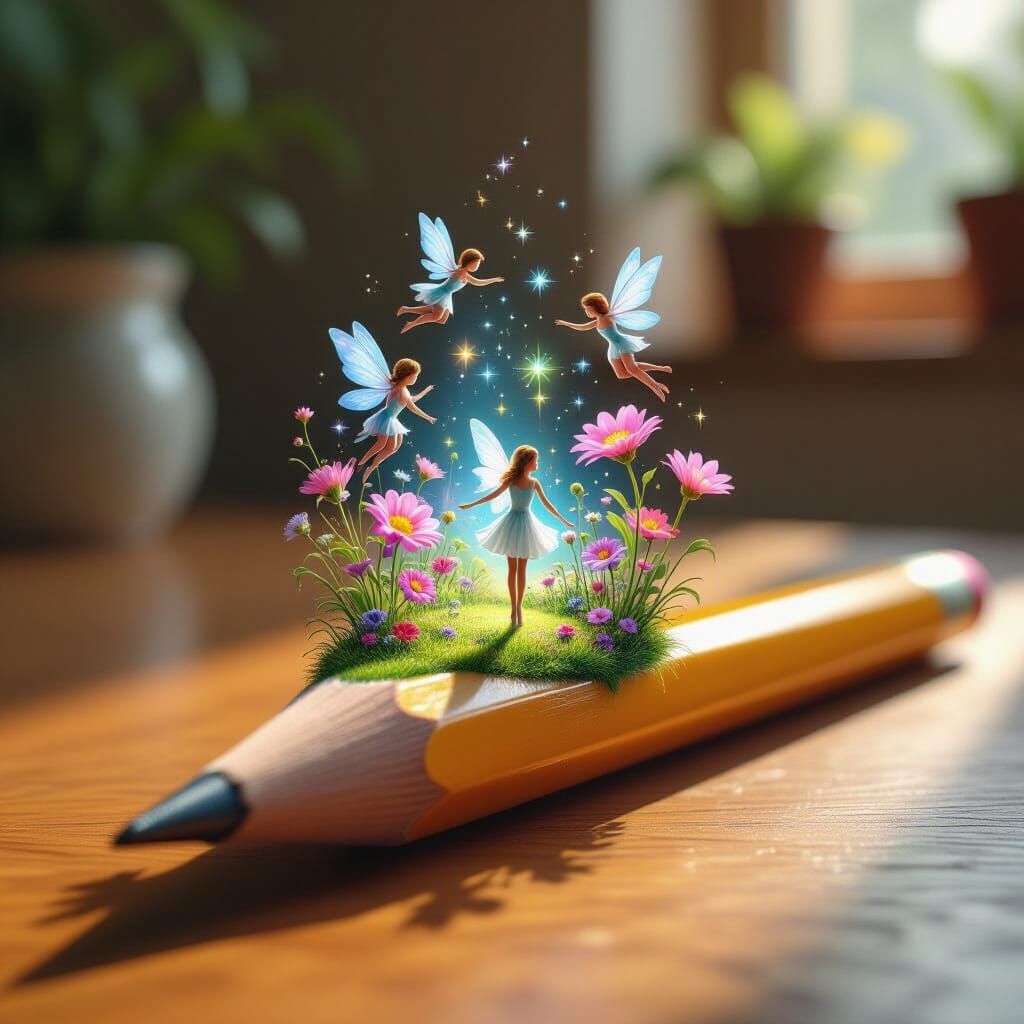 Pencil Sketch Transforms Into Magical Fairy Garden