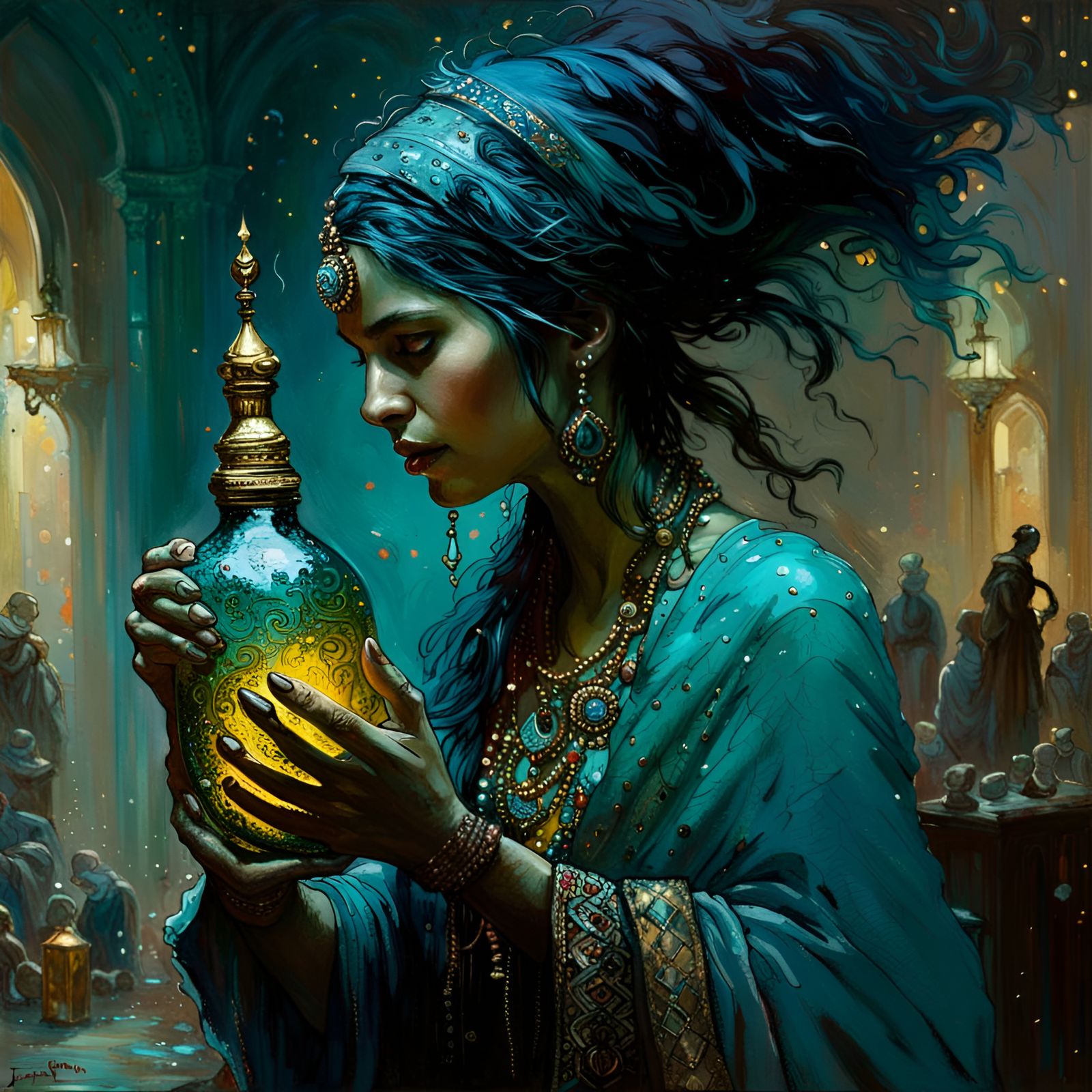 Detailed Djinn Emerges in Vibrant Acrylics