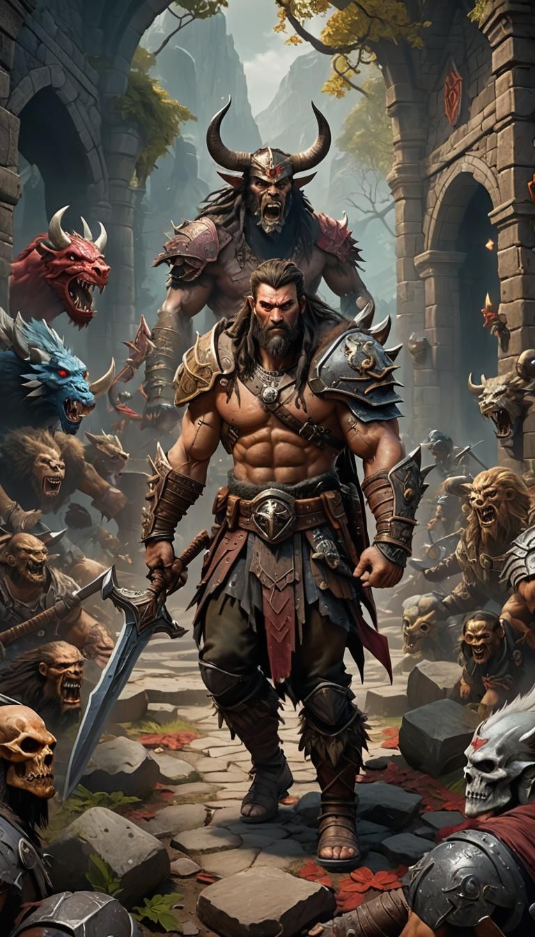 Handsome Barbarian Zealot in a Dungeons and Dragons Style
