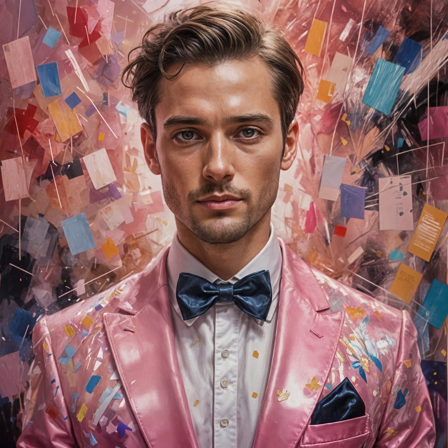 Man in Pink Tuxedo, Impressionistic, Surreal