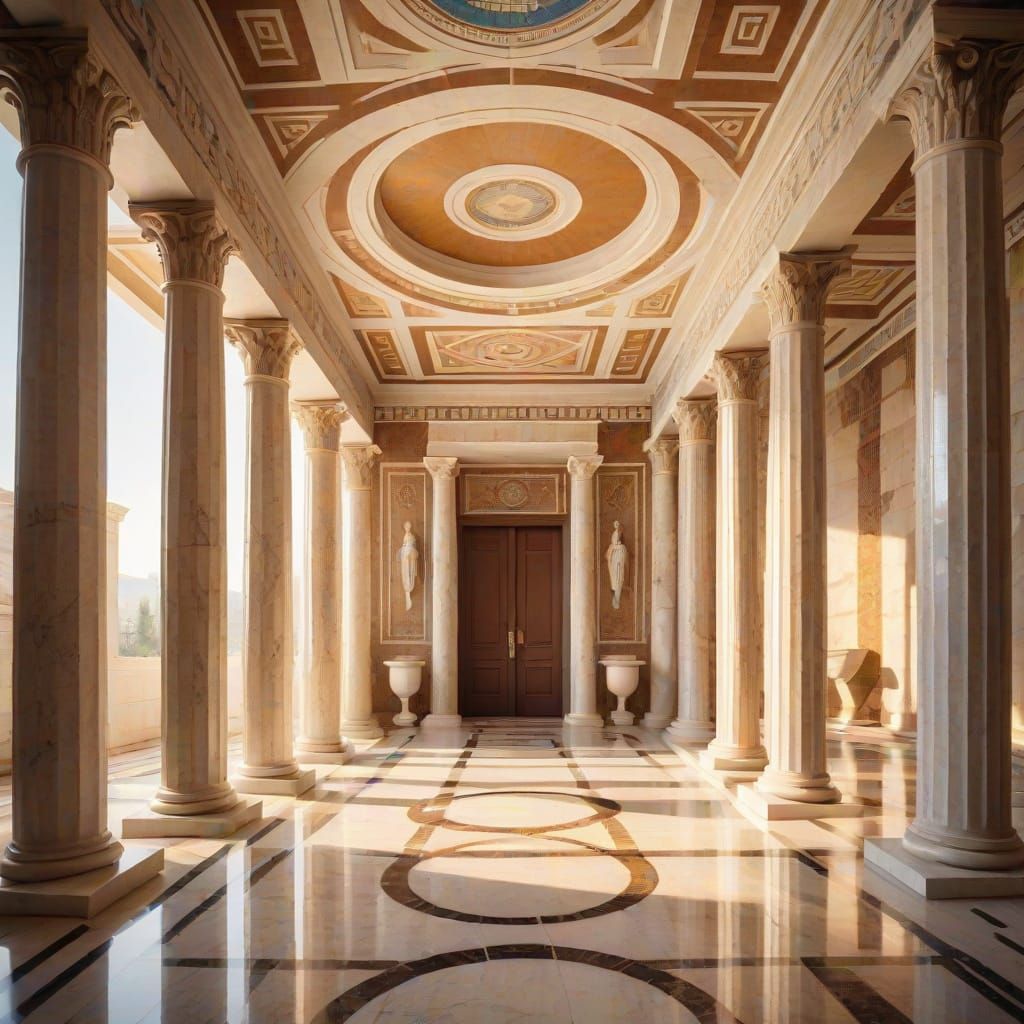 Elegant Greek-Style Living Room Interior