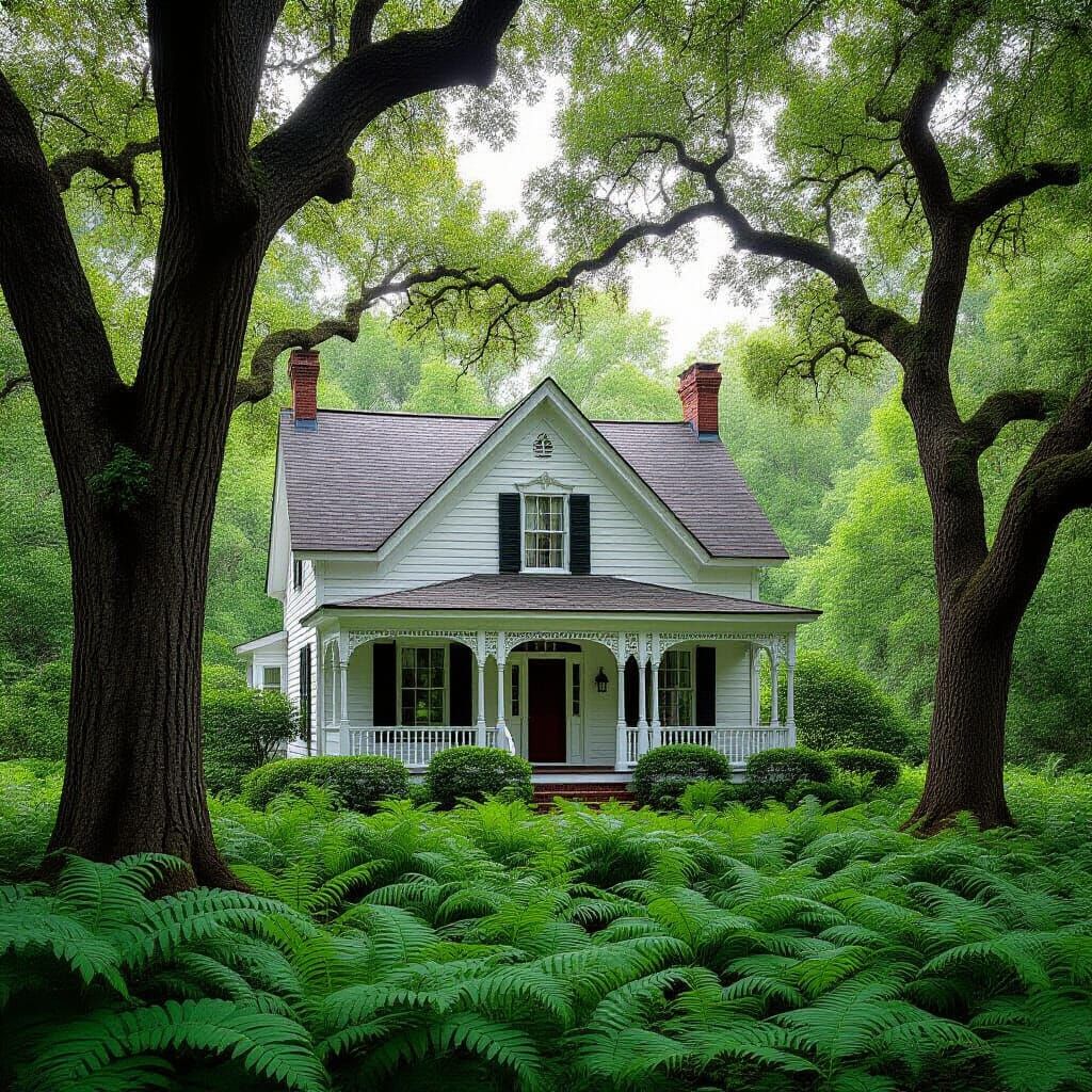 White House surrounded by Oak Trees