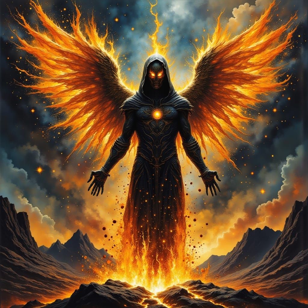 The Obsidian Oracle: Supervillain in Dark Oil Paint Style