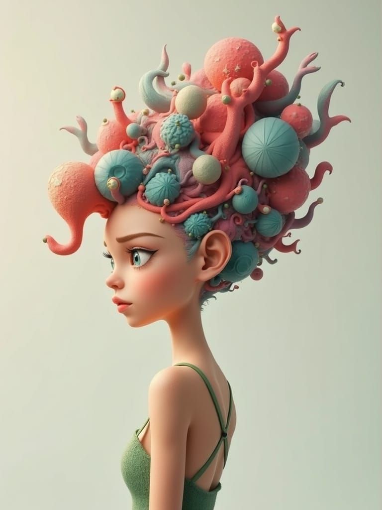 Geometric Hairstyle Portrait as Digital Art