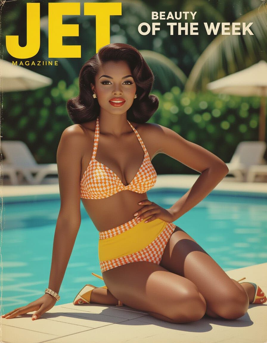 Vintage Jet Magazine Beauty: Voluptuous Woman in Bikini
