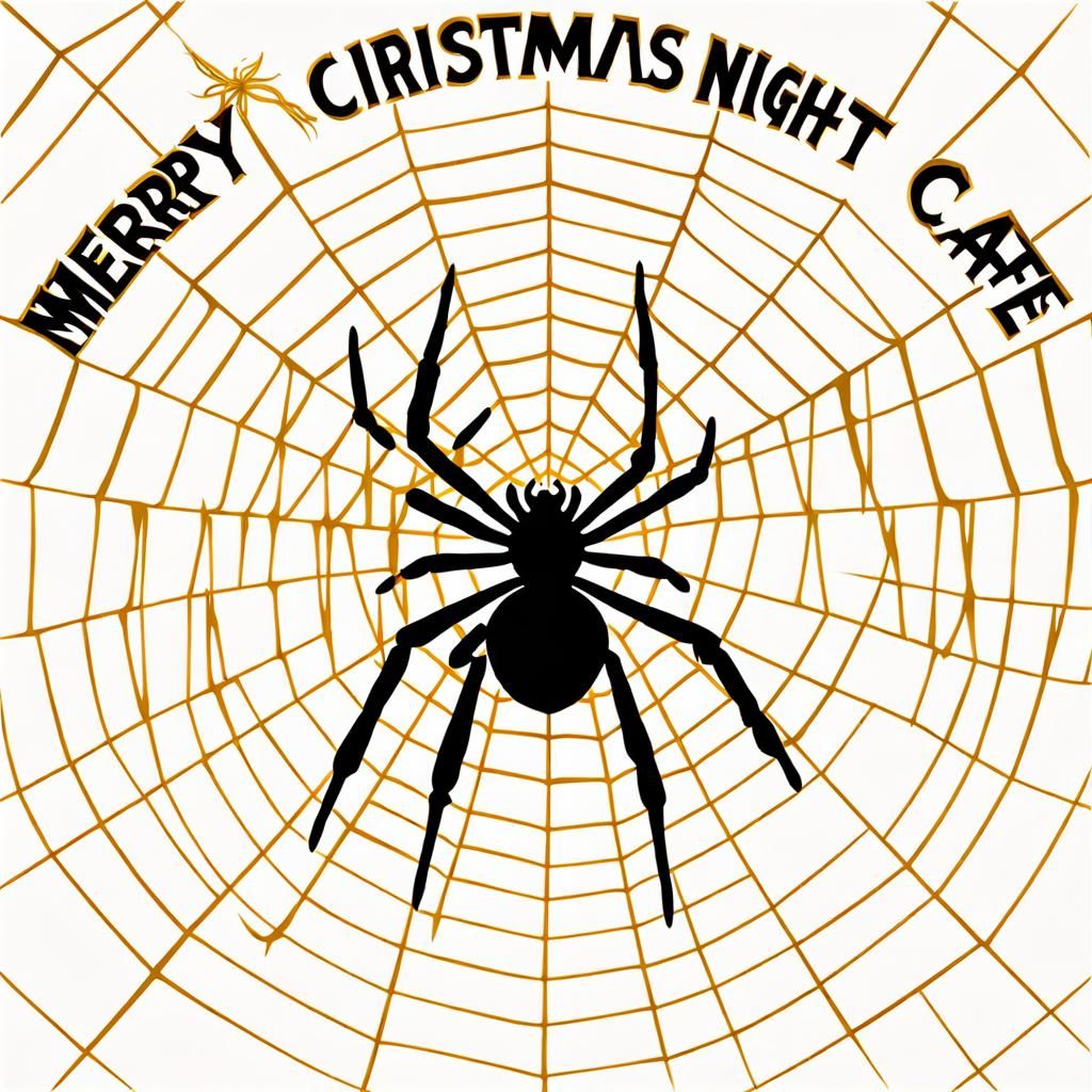 Golden Spider Web Wishes Merry Christmas