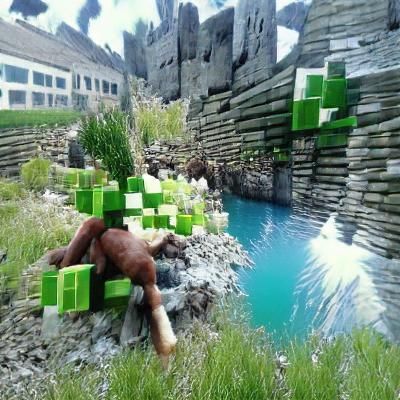 Minecraft-Inspired Pixelated Landscape