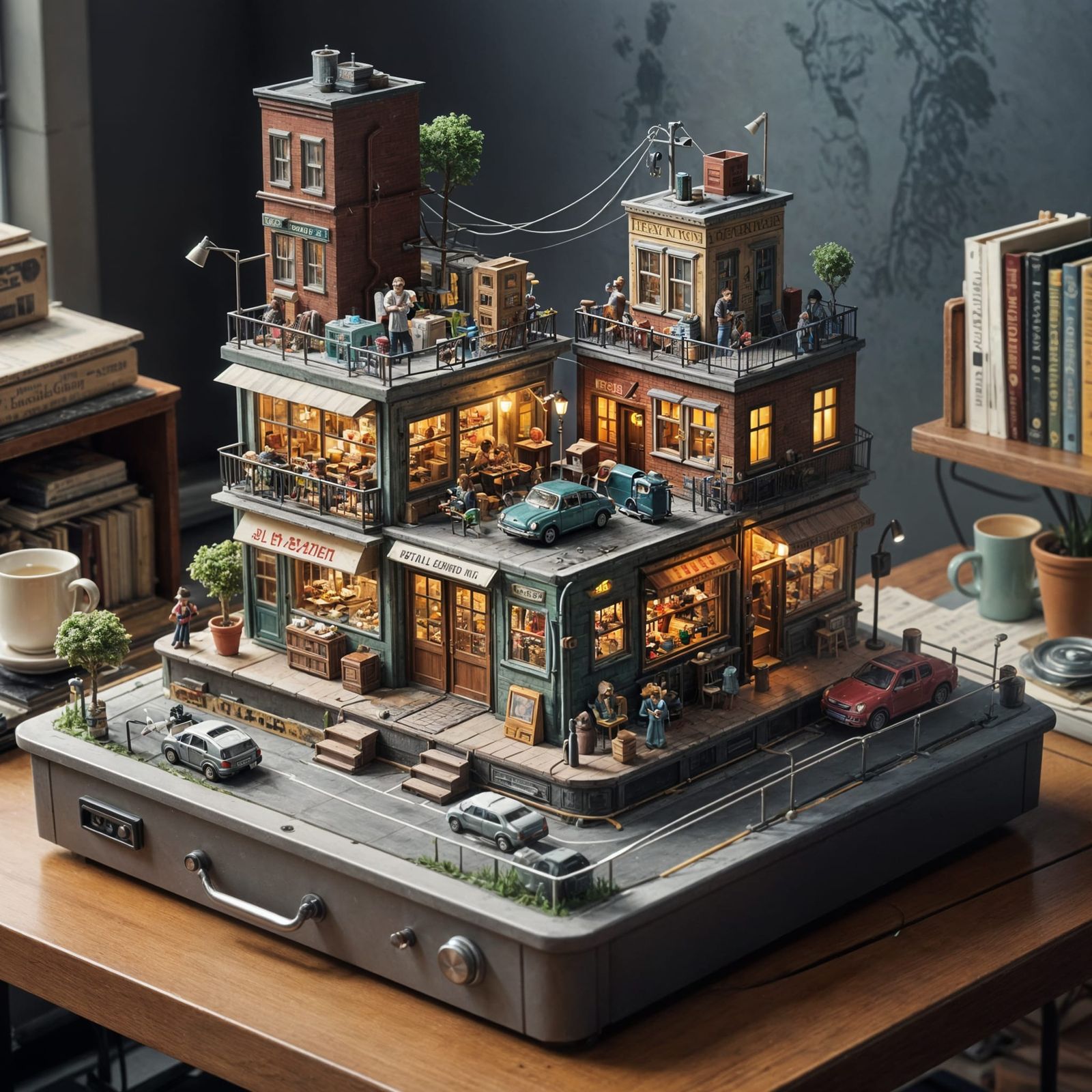 Miniature City Built from Household Objects