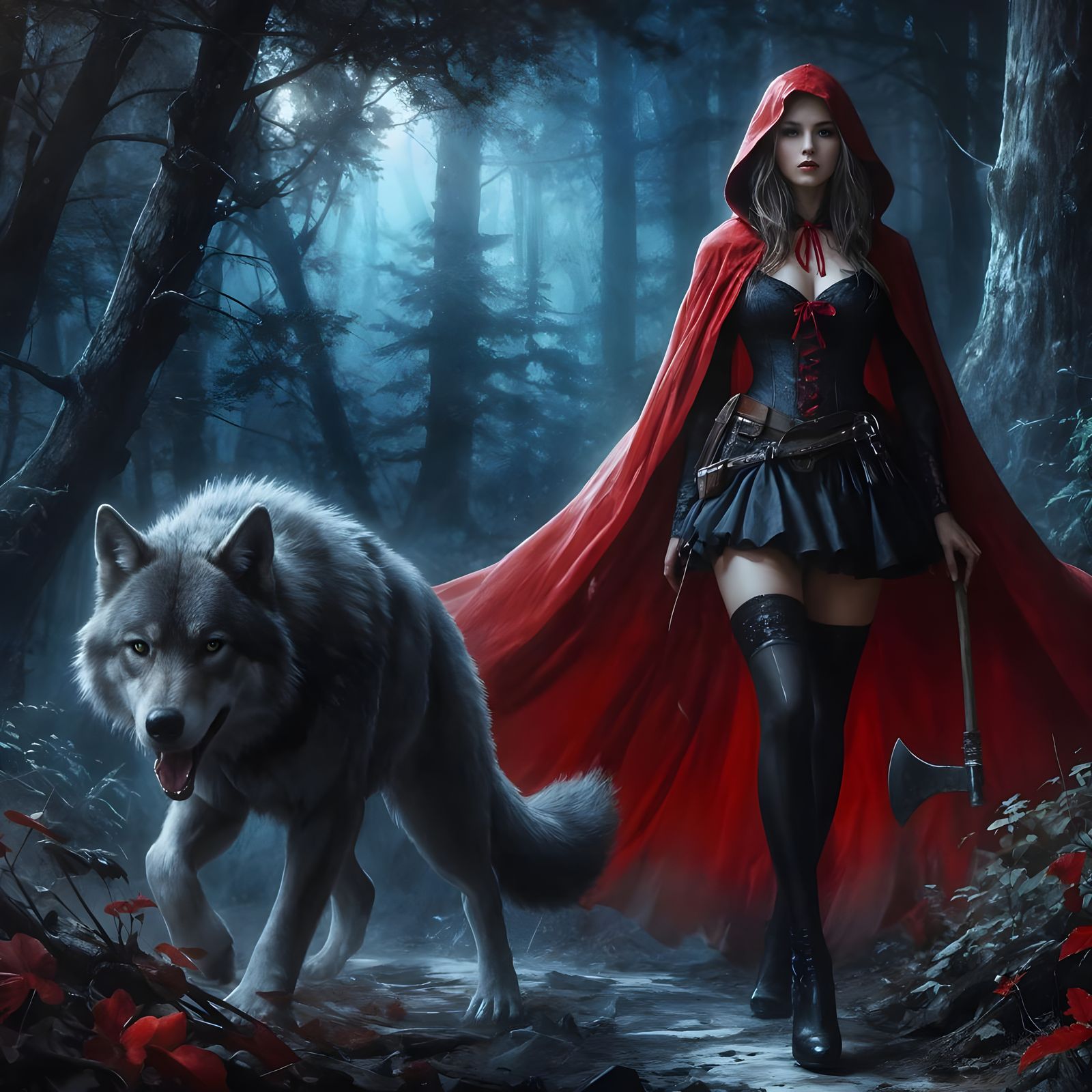 Gothic Red Riding Hood Tames the Night